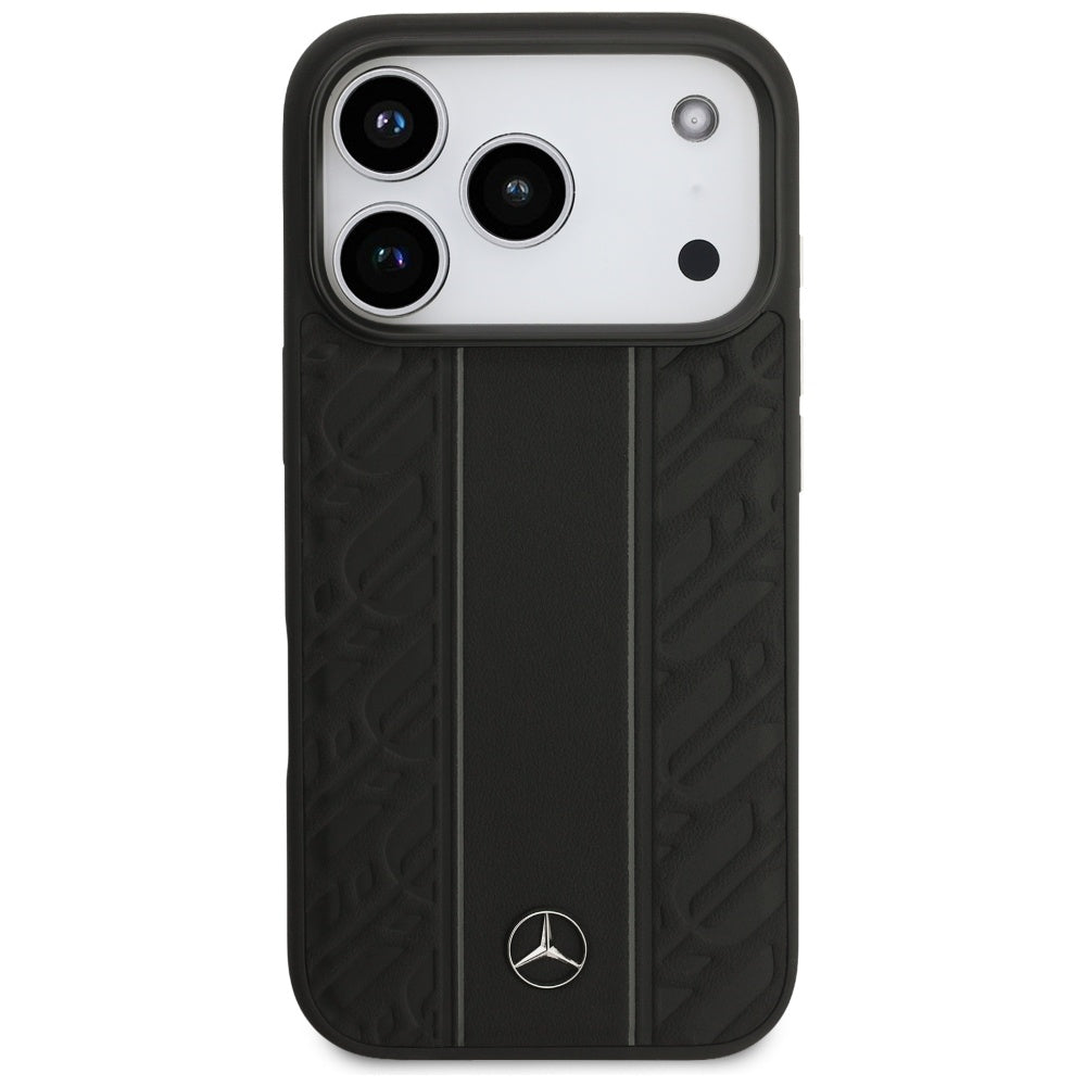 Mercedes Leather Laurel Leaves Stripes MagSafe Case for iPhone 17 Pro - Black_2