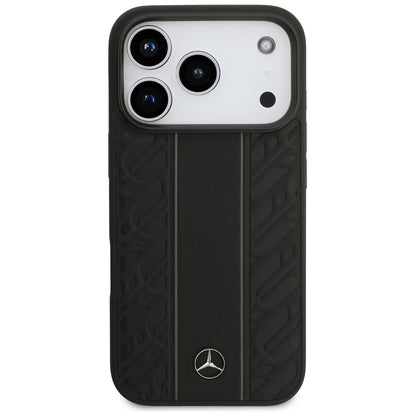 Mercedes Leather Laurel Leaves Stripes MagSafe Case for iPhone 17 Pro - Black_2