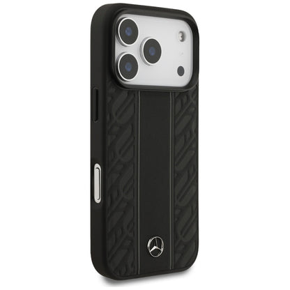 Mercedes Leather Laurel Leaves Stripes MagSafe Case for iPhone 17 Pro - Black_3