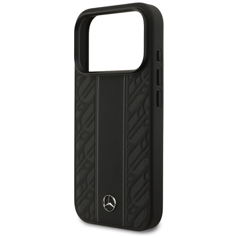 Mercedes Leather Laurel Leaves Stripes MagSafe Case for iPhone 17 Pro - Black_5