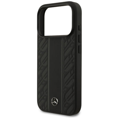Mercedes Leather Laurel Leaves Stripes MagSafe Case for iPhone 17 Pro - Black_5