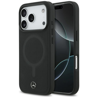 Mercedes Plain Smooth Leather MagSafe Case for iPhone 17 Pro - Black_0
