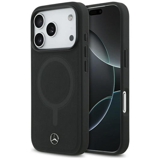 Mercedes Plain Smooth Leather MagSafe Case for iPhone 17 Pro - Black_0