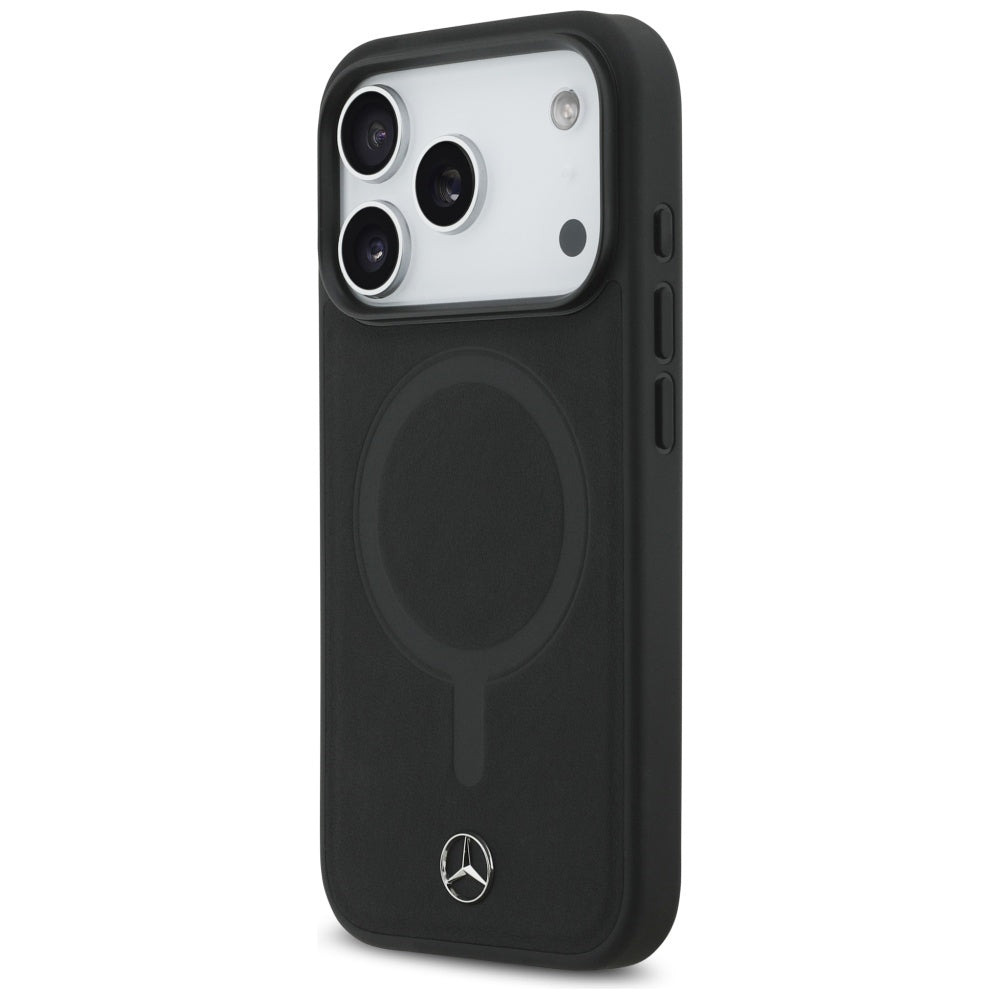 Mercedes Plain Smooth Leather MagSafe Case for iPhone 17 Pro - Black_1