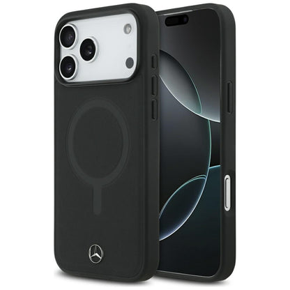 Mercedes Plain Smooth Leather MagSafe Case for iPhone 17 Pro Max - Black_0