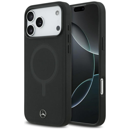 Mercedes Plain Smooth Leather MagSafe Case for iPhone 17 Pro Max - Black_0