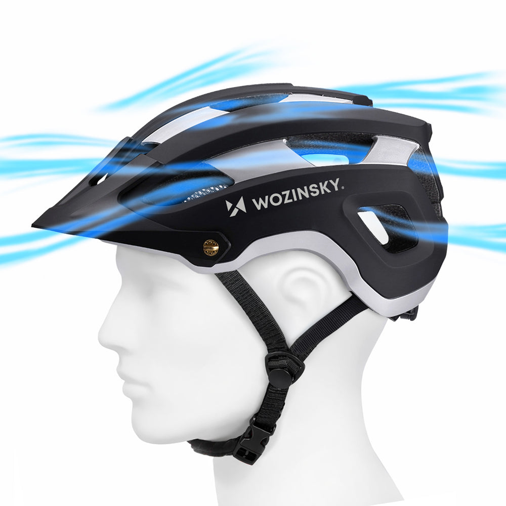 Wozinsky MTB bicycle helmet with removable visor, lightweight L - black and silver_5