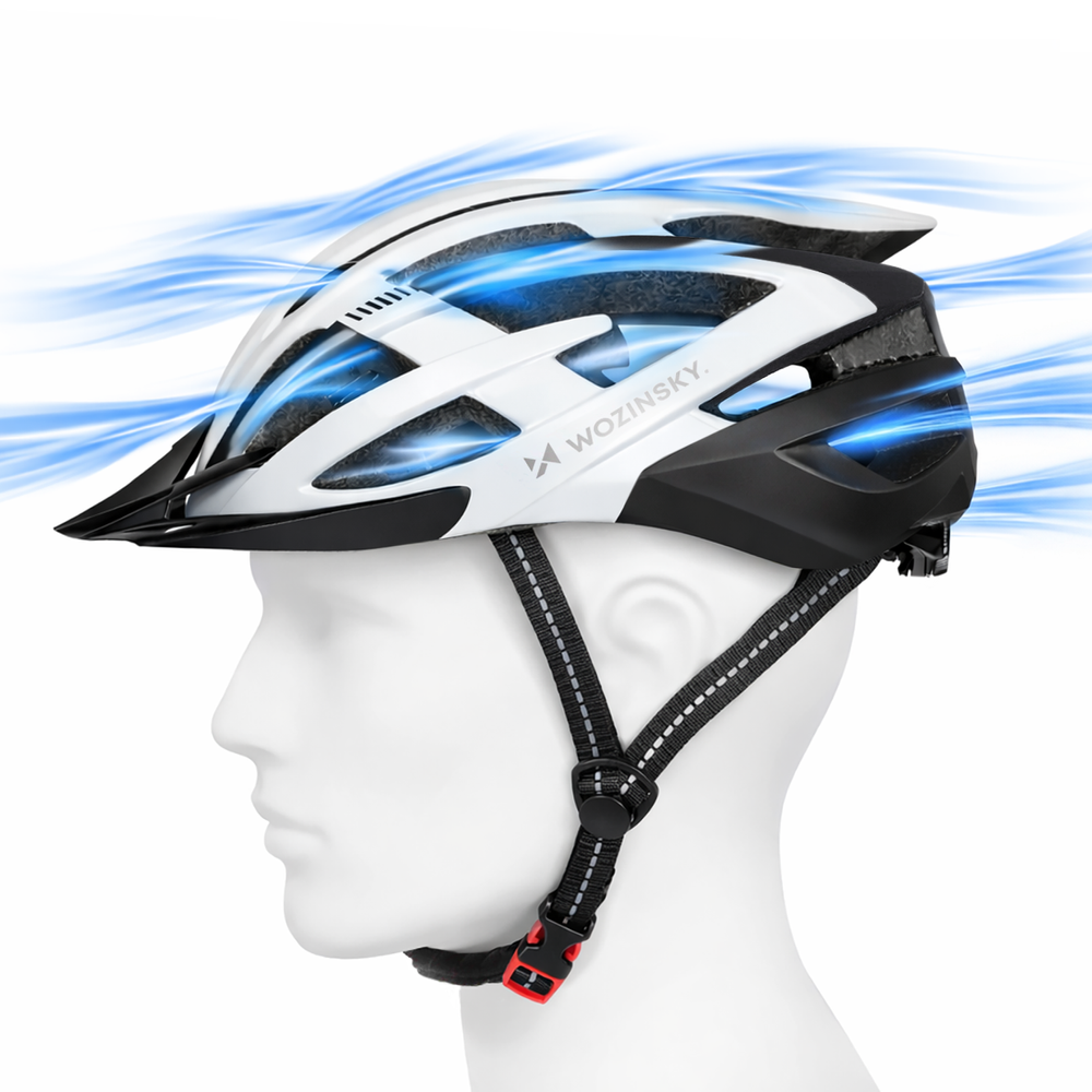 Wozinsky MTB Bike Helmet with Removable Visor and Rear USB Light M - Black and White_10