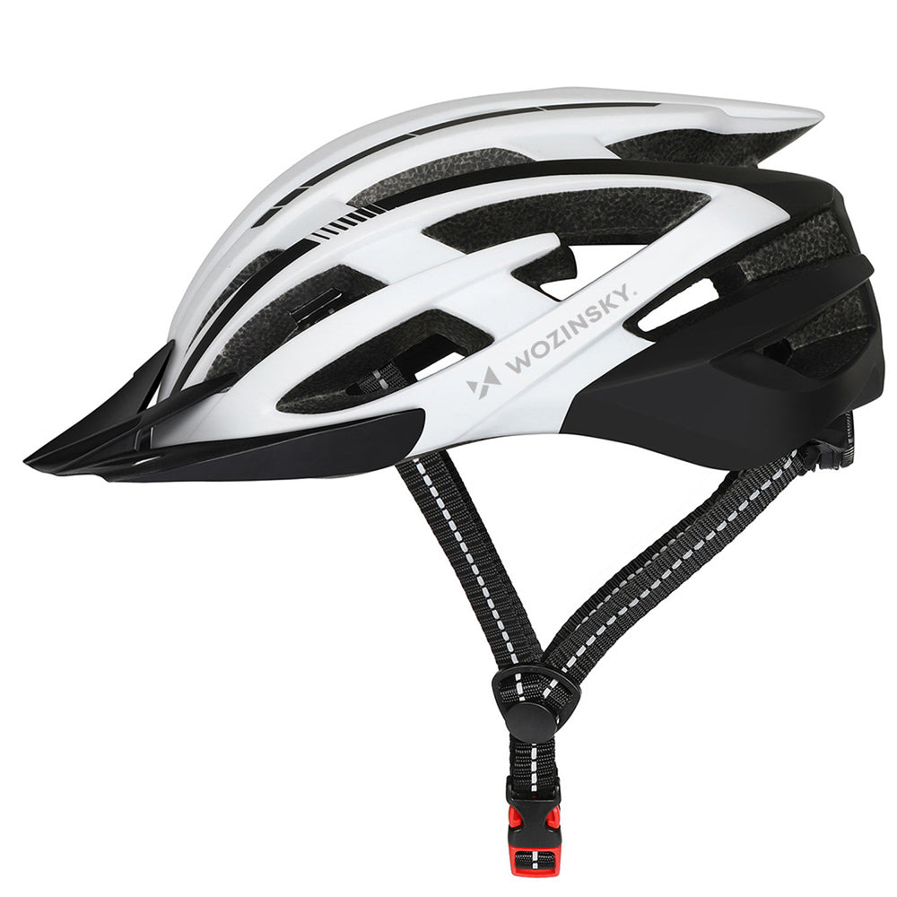 Wozinsky MTB Bike Helmet with Removable Visor and Rear USB Light M - Black and White_1