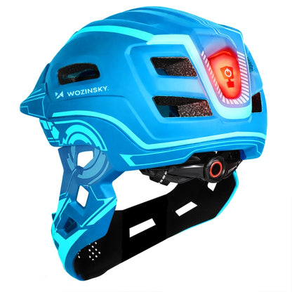 Wozinsky Kids Full Face Bike Helmet with USB Rear Light S - Blue_3