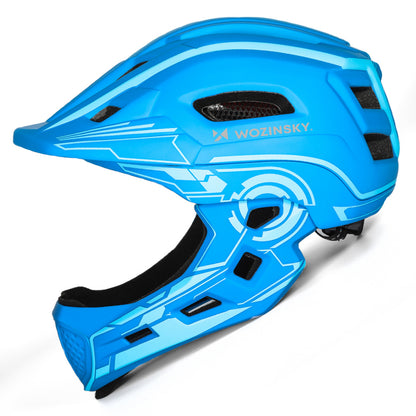 Wozinsky Kids Full Face Bike Helmet with USB Rear Light S - Blue_2