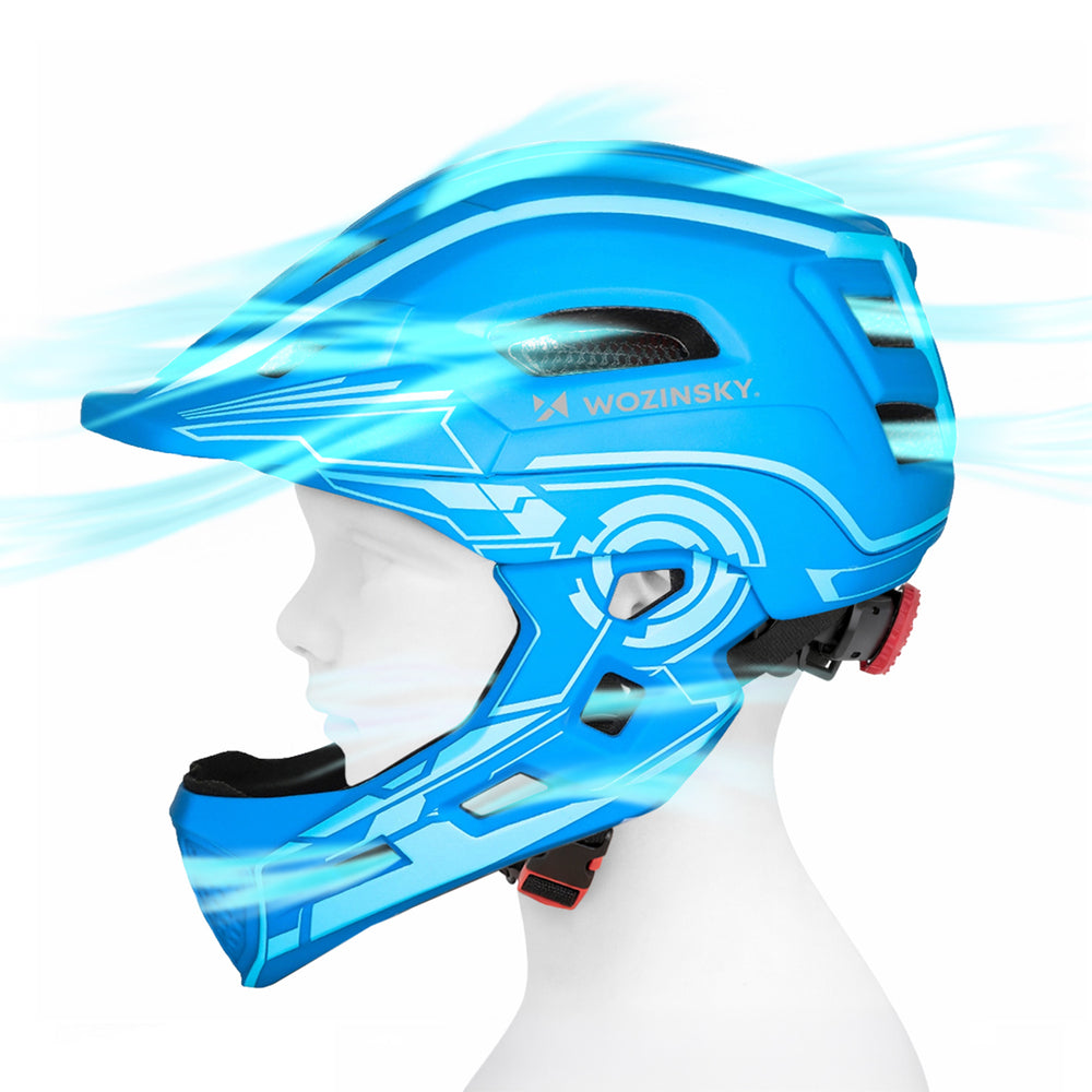 Wozinsky Kids Full Face Bike Helmet with USB Rear Light S - Blue_7