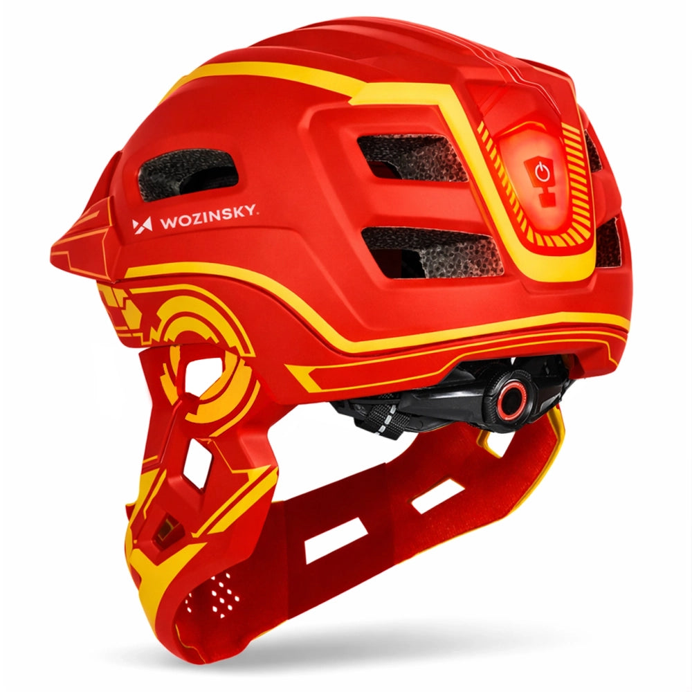 Wozinsky Kids' Full Face Bike Helmet with USB Rear Light S - Red and Yellow_5