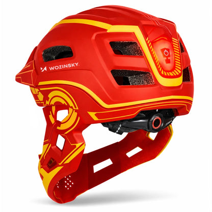 Wozinsky Kids' Full Face Bike Helmet with USB Rear Light S - Red and Yellow_5