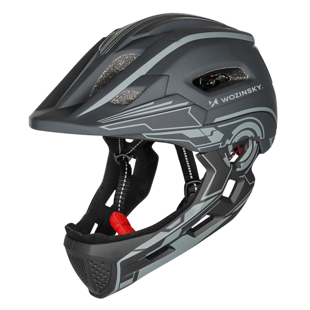 Wozinsky Kids' Full Face Bike Helmet with USB Rear Light S - Gray_0