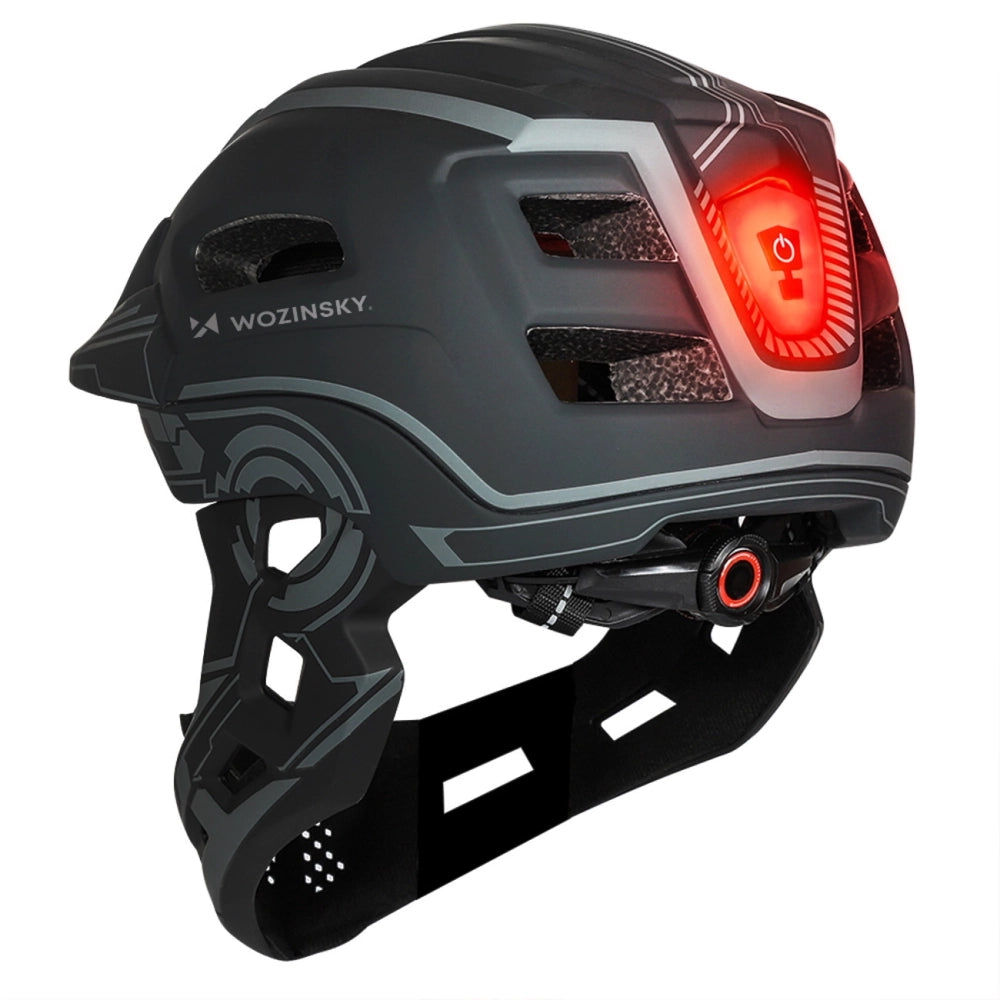 Wozinsky Kids' Full Face Bike Helmet with USB Rear Light S - Gray_4
