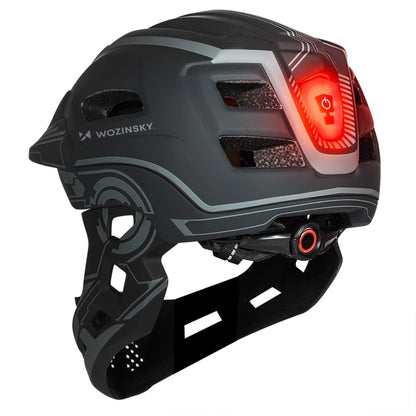 Wozinsky Kids' Full Face Bike Helmet with USB Rear Light S - Gray_4