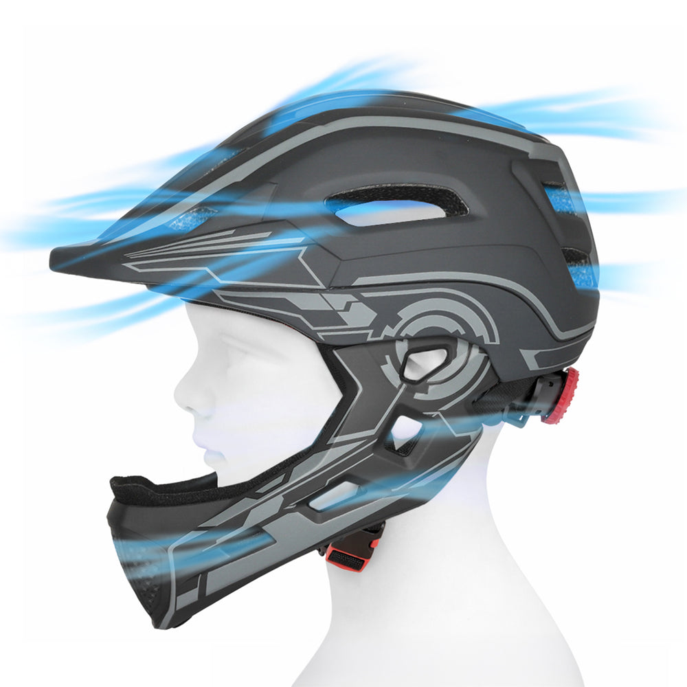 Wozinsky Kids' Full Face Bike Helmet with USB Rear Light S - Gray_5
