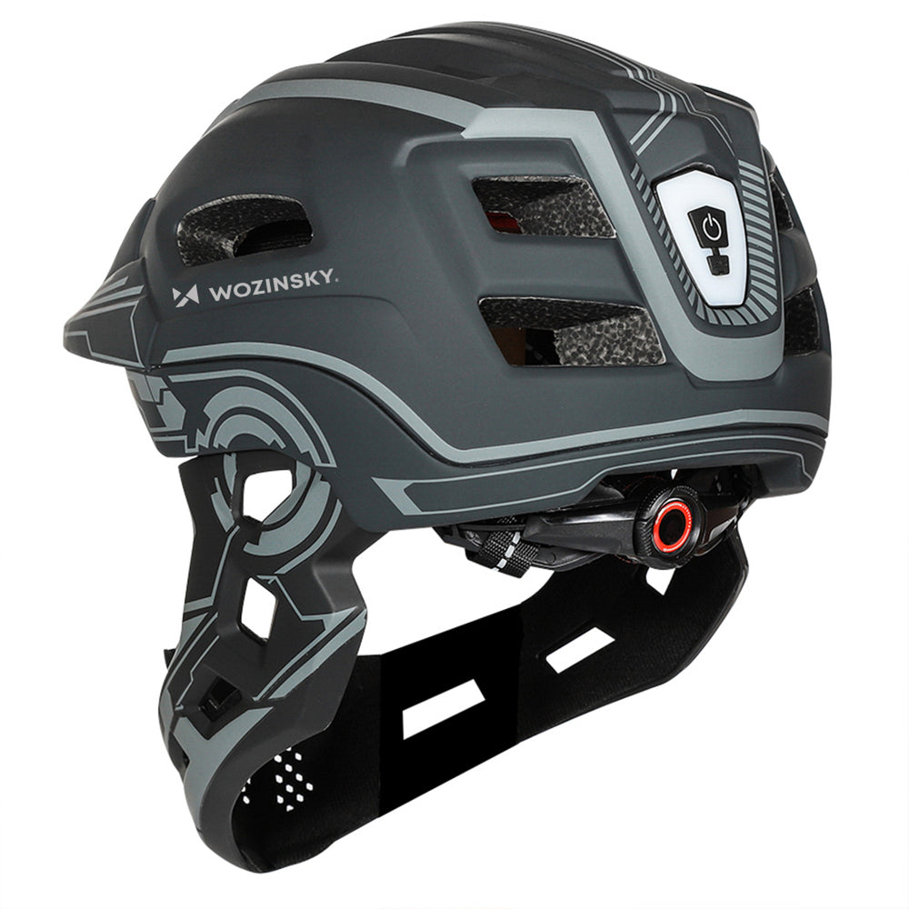 Wozinsky Kids' Full Face Bike Helmet with USB Rear Light S - Gray_6