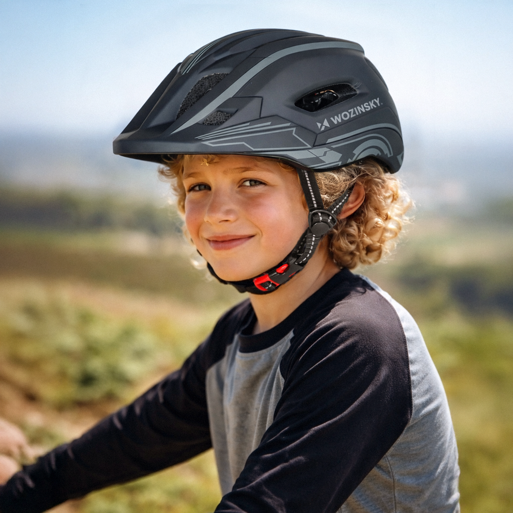 Wozinsky Kids' Full Face Bike Helmet with USB Rear Light S - Gray_11