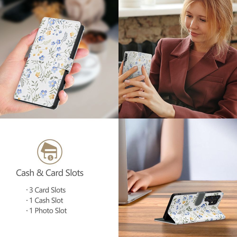 Tech-Protect Wallet Case for Samsung Galaxy A26 5G / A17 4G / 5G - Daisies with Leaves_2
