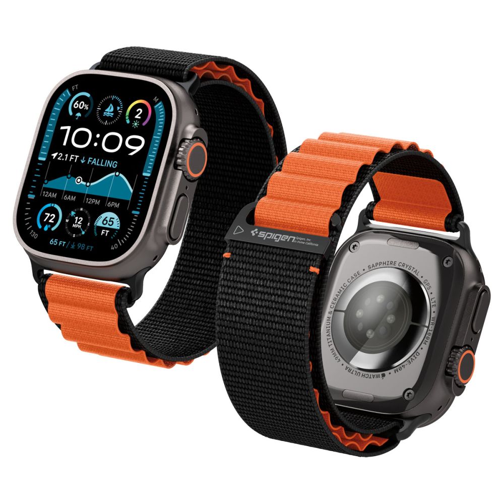 Spigen WBF1 Strap for Apple Watch 44 / 45 / 46 / 49 mm - Black and Orange_0