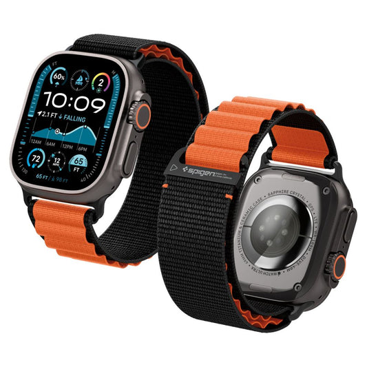 Spigen WBF1 Strap for Apple Watch 44 / 45 / 46 / 49 mm - Black and Orange_0