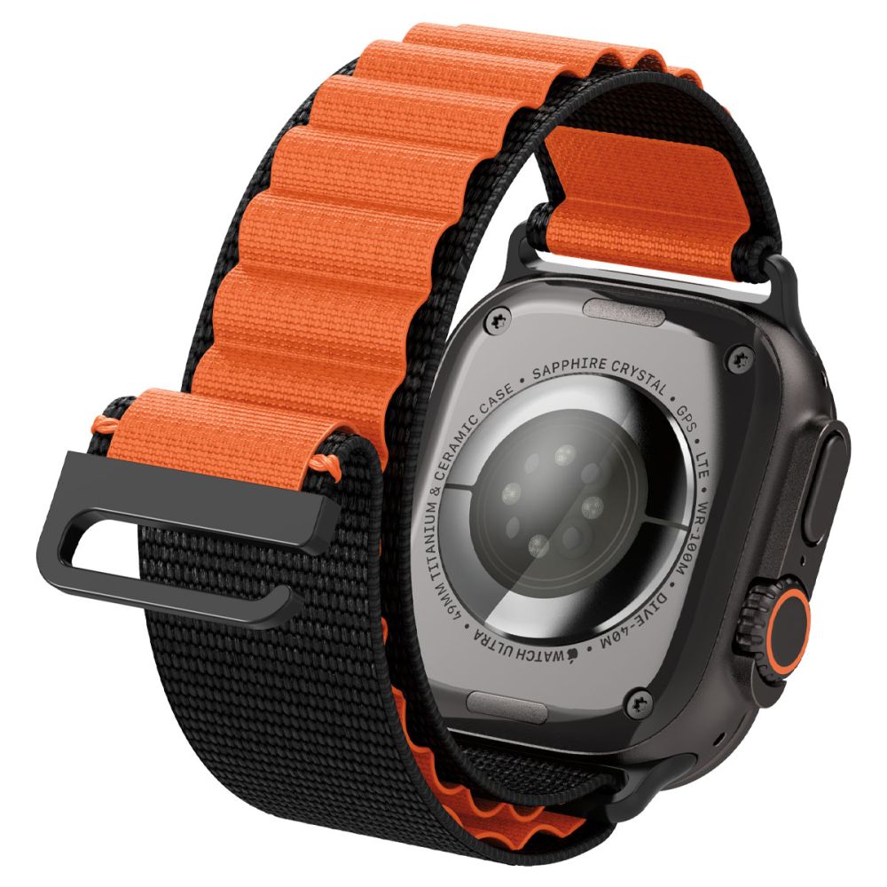 Spigen WBF1 Strap for Apple Watch 44 / 45 / 46 / 49 mm - Black and Orange_9