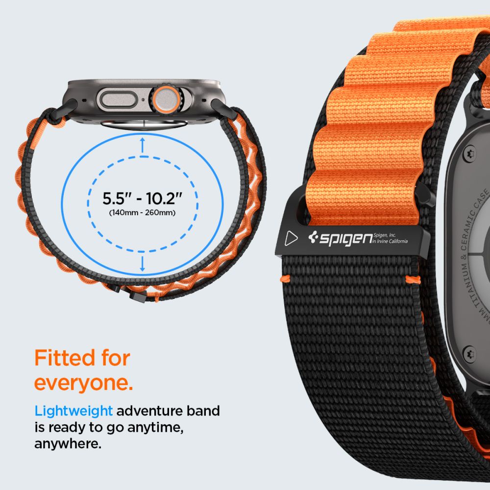 Spigen WBF1 Strap for Apple Watch 44 / 45 / 46 / 49 mm - Black and Orange_11