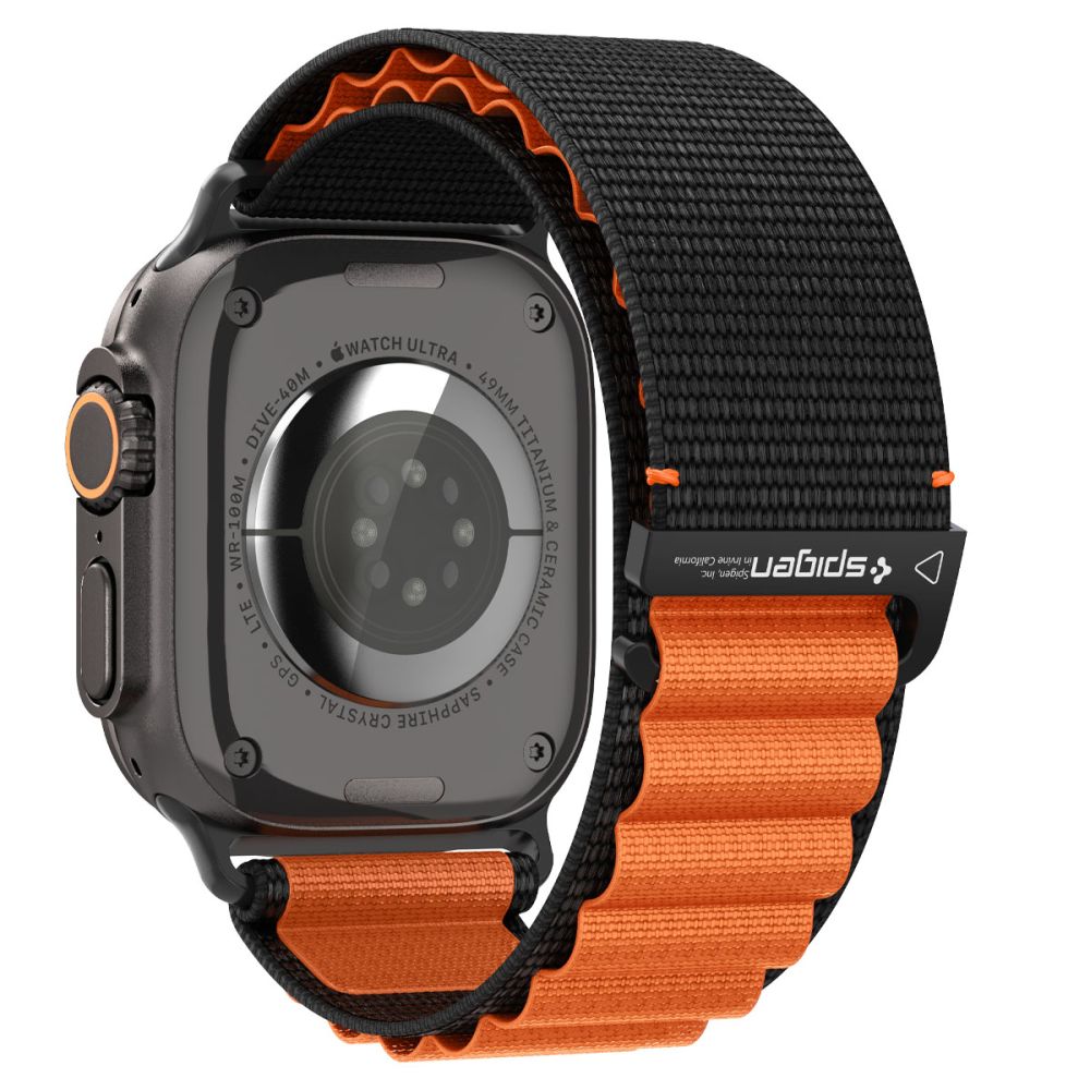 Spigen WBF1 Strap for Apple Watch 44 / 45 / 46 / 49 mm - Black and Orange_1