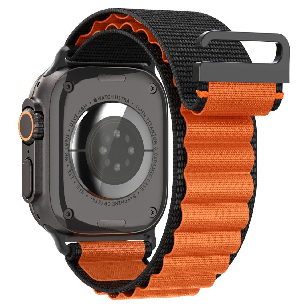 Spigen WBF1 Strap for Apple Watch 44 / 45 / 46 / 49 mm - Black and Orange_2