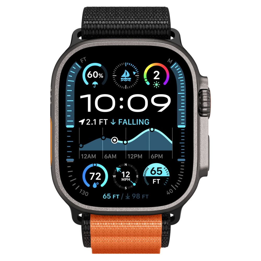 Spigen WBF1 Strap for Apple Watch 44 / 45 / 46 / 49 mm - Black and Orange_3