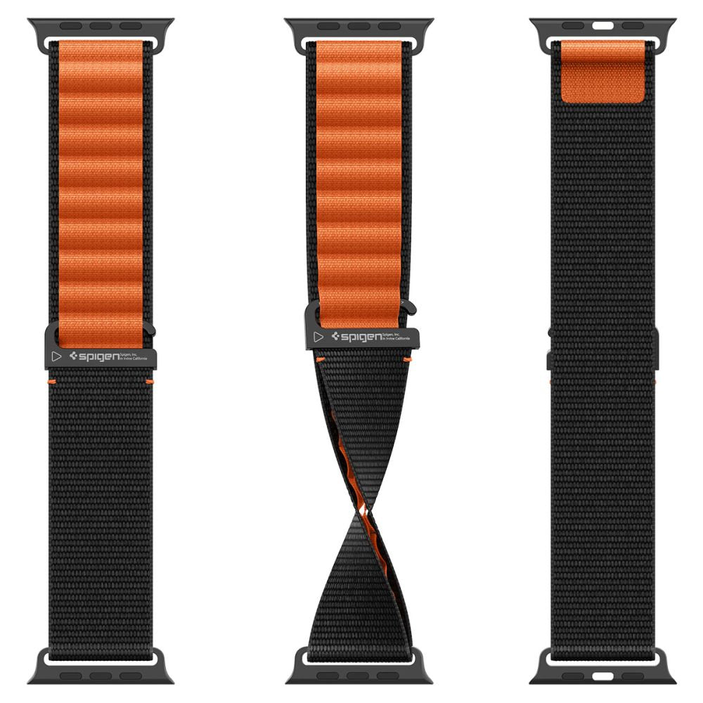 Spigen WBF1 Strap for Apple Watch 44 / 45 / 46 / 49 mm - Black and Orange_8