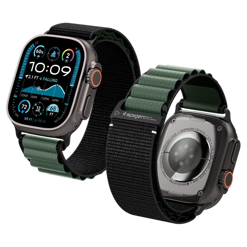 Strap Spigen WBF1 Strap for Apple Watch 44 / 45 / 46 / 49 mm - Black and Green_0
