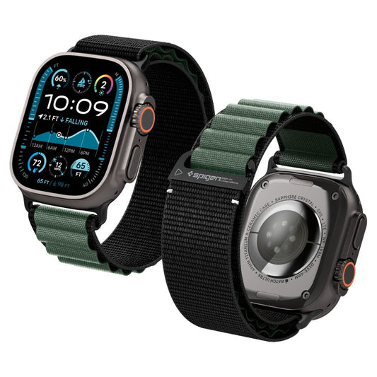 Strap Spigen WBF1 Strap for Apple Watch 44 / 45 / 46 / 49 mm - Black and Green_0