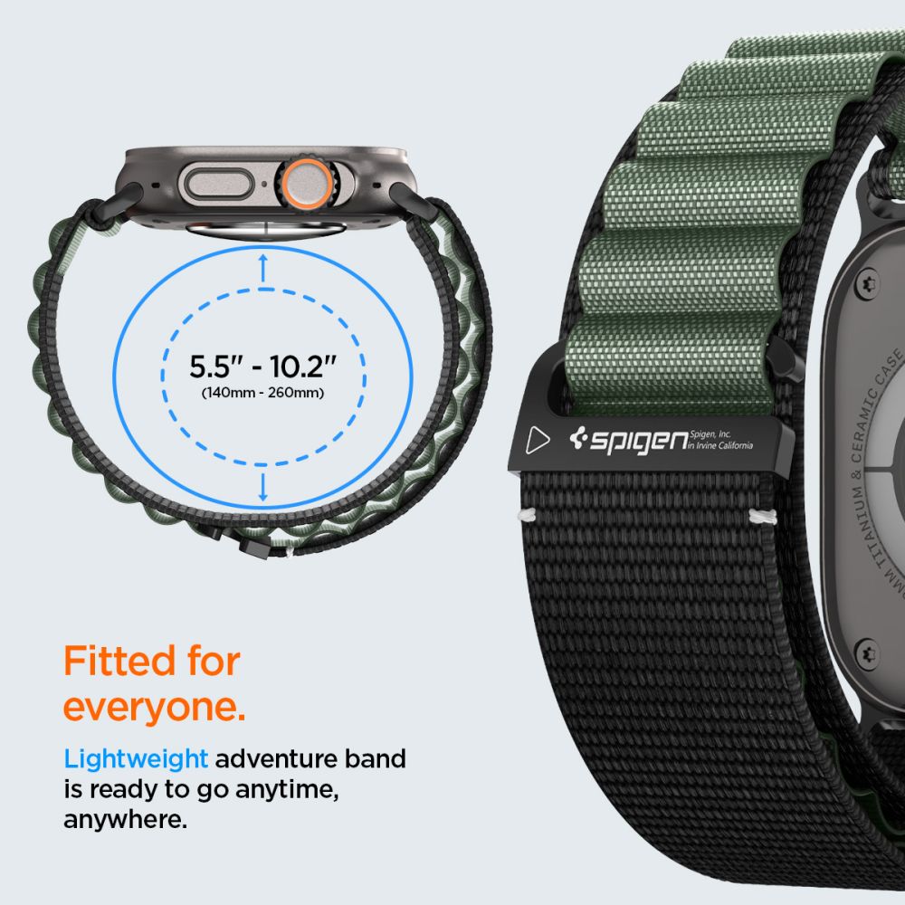 Strap Spigen WBF1 Strap for Apple Watch 44 / 45 / 46 / 49 mm - Black and Green_11