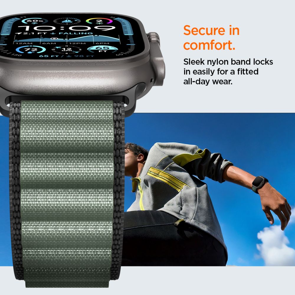 Strap Spigen WBF1 Strap for Apple Watch 44 / 45 / 46 / 49 mm - Black and Green_12