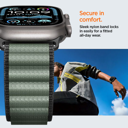 Strap Spigen WBF1 Strap for Apple Watch 44 / 45 / 46 / 49 mm - Black and Green_12
