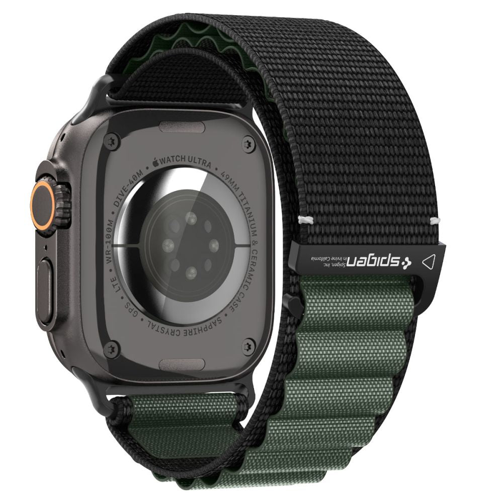 Strap Spigen WBF1 Strap for Apple Watch 44 / 45 / 46 / 49 mm - Black and Green_1