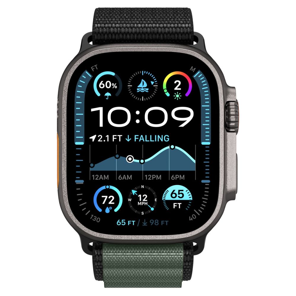 Strap Spigen WBF1 Strap for Apple Watch 44 / 45 / 46 / 49 mm - Black and Green_3