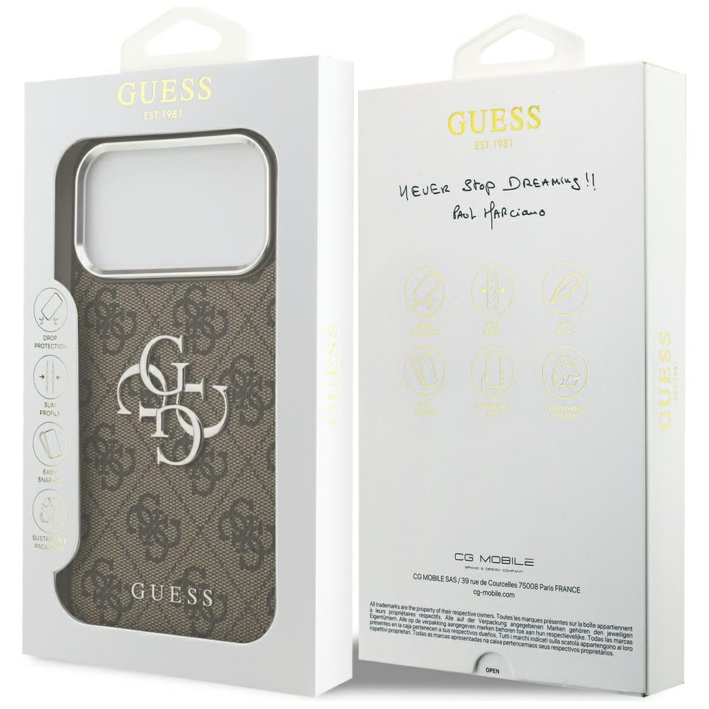 Guess 4G Big 4G Classic Logo Case for iPhone 17 Pro Max Brown - Silver_7