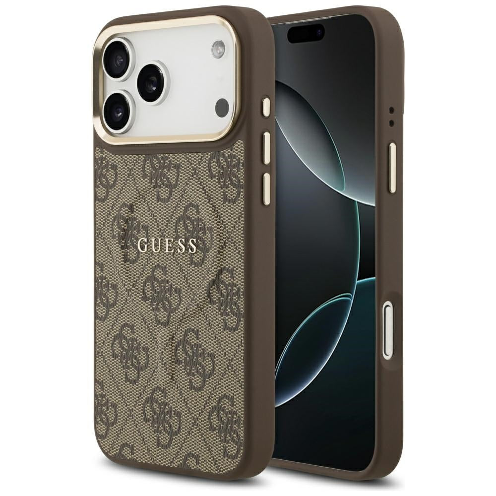 Guess 4G PU Classic Logo MagSafe Case for iPhone 17 Pro Max - Brown_0