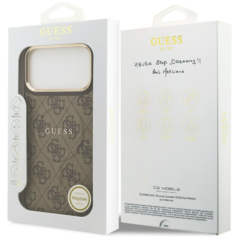 Guess 4G PU Classic Logo MagSafe Case for iPhone 17 Pro Max - Brown_7