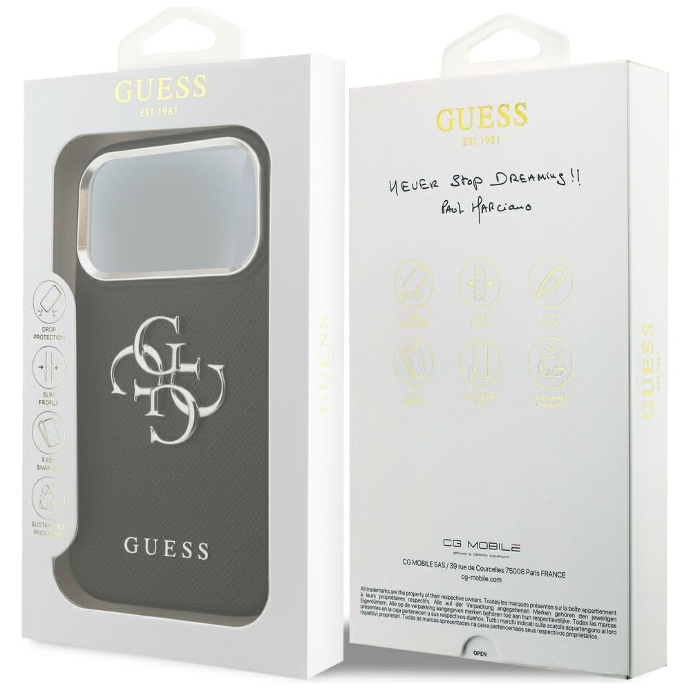 Guess Grained Big 4G Classic Logo case for iPhone 17 Pro - black_7
