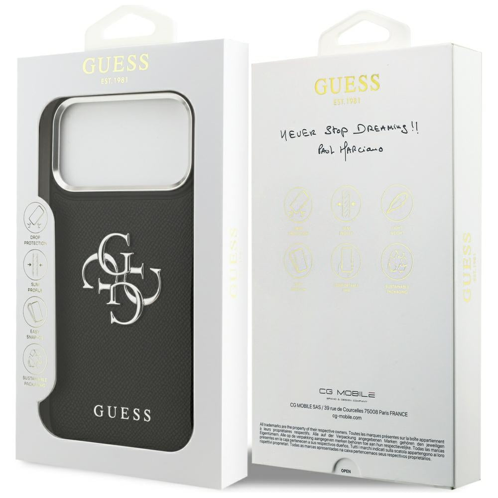 Guess Grained Big 4G Classic Logo case for iPhone 17 Pro Max - black_7