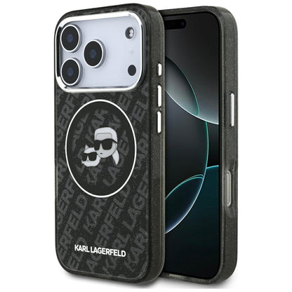 Karl Lagerfeld IML Glitter Karl&amp;Choupette Heads Logo MagSafe Case for iPhone 17 Pro - Black_0