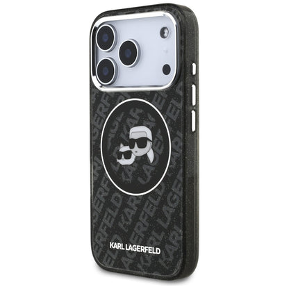 Karl Lagerfeld IML Glitter Karl&amp;Choupette Heads Logo MagSafe Case for iPhone 17 Pro - Black_1