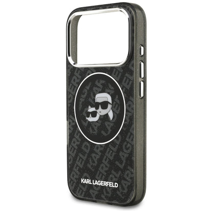 Karl Lagerfeld IML Glitter Karl&amp;Choupette Heads Logo MagSafe Case for iPhone 17 Pro - Black_5