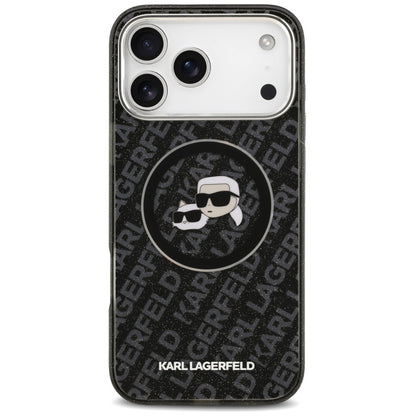 Karl Lagerfeld IML Glitter Karl&amp;Choupette Heads Logo MagSafe Case for iPhone 17 Pro Max - Black_2