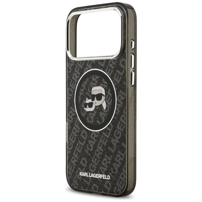 Karl Lagerfeld IML Glitter Karl&amp;Choupette Heads Logo MagSafe Case for iPhone 17 Pro Max - Black_5